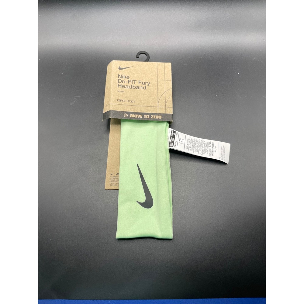 Nike Dri-FIT Fury Headband Youth Lime Green Black Swoosh N.100.3914.302.OS NEW